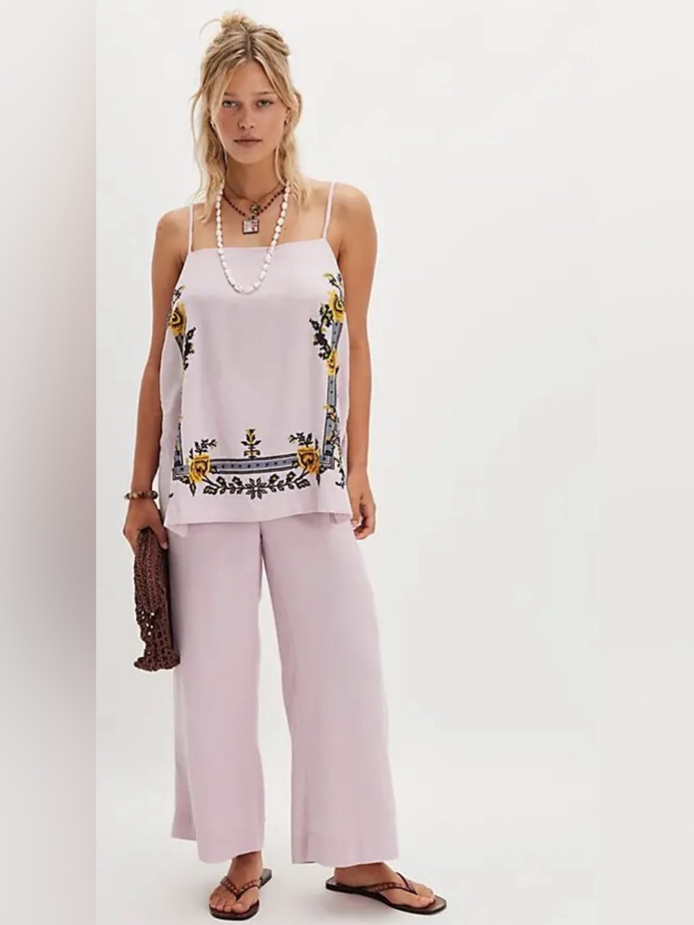 NWOT size Small Free People Sightseer Embroidered linen set
